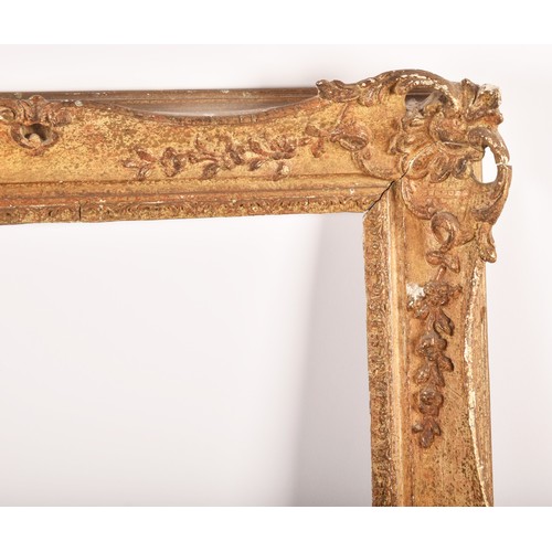 274 - A large gilt gesso picture frame, decorated with scrolls and harebells. Overall size 148 x 124 cm, t... 