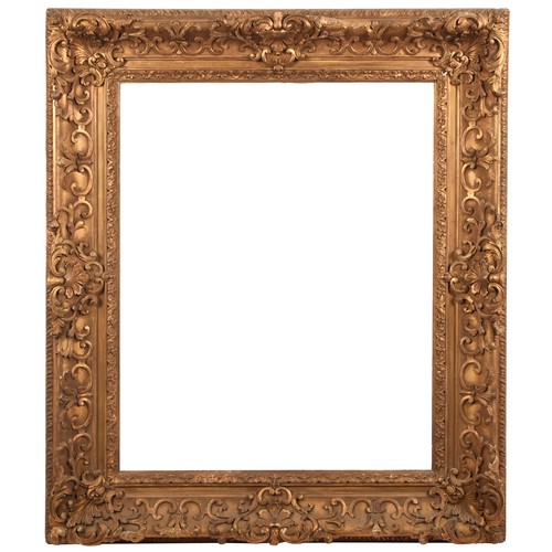 275 - A fine gilt gesso picture frame, decorated with scrolls and acanthus and leaves, with hooks verso. O... 