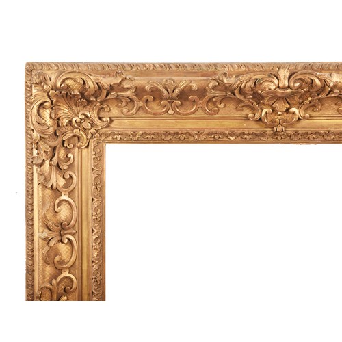 275 - A fine gilt gesso picture frame, decorated with scrolls and acanthus and leaves, with hooks verso. O... 