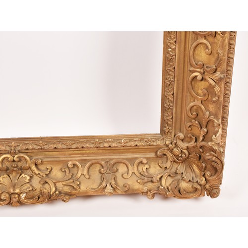 275 - A fine gilt gesso picture frame, decorated with scrolls and acanthus and leaves, with hooks verso. O... 