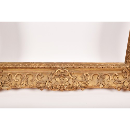 275 - A fine gilt gesso picture frame, decorated with scrolls and acanthus and leaves, with hooks verso. O... 