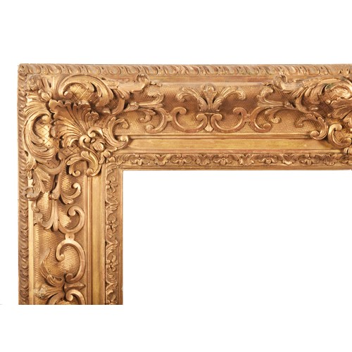 275 - A fine gilt gesso picture frame, decorated with scrolls and acanthus and leaves, with hooks verso. O... 