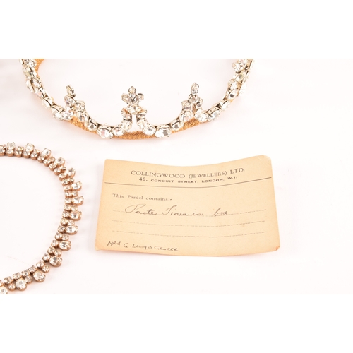 120 - A mid 20th century paste stone dress tiara, with gold mesh and paste stones set on a silver coloured... 