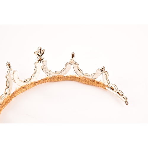 120 - A mid 20th century paste stone dress tiara, with gold mesh and paste stones set on a silver coloured... 