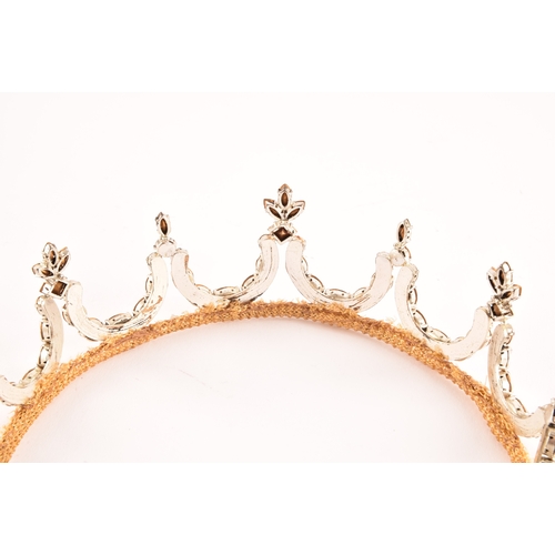 120 - A mid 20th century paste stone dress tiara, with gold mesh and paste stones set on a silver coloured... 