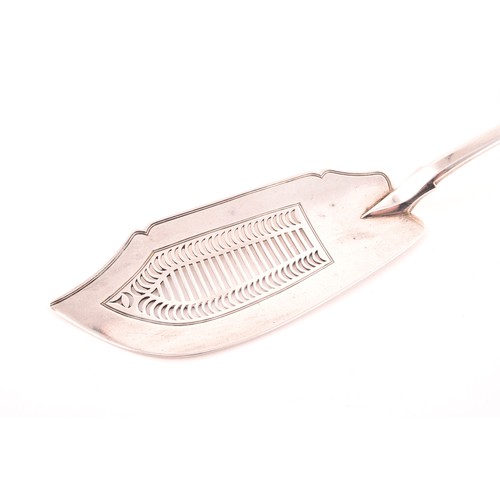 202 - A Regency silver fish slice, hallmarked London 1823 by Thomas Dicks, fiddle pattern, with an engrave... 