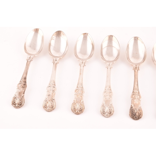 204 - A set of six Victorian Queens Pattern silver teaspoons, hallmarked London 1844 by Samuel Hayne &... 