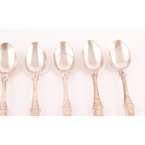 204 - A set of six Victorian Queens Pattern silver teaspoons, hallmarked London 1844 by Samuel Hayne &... 