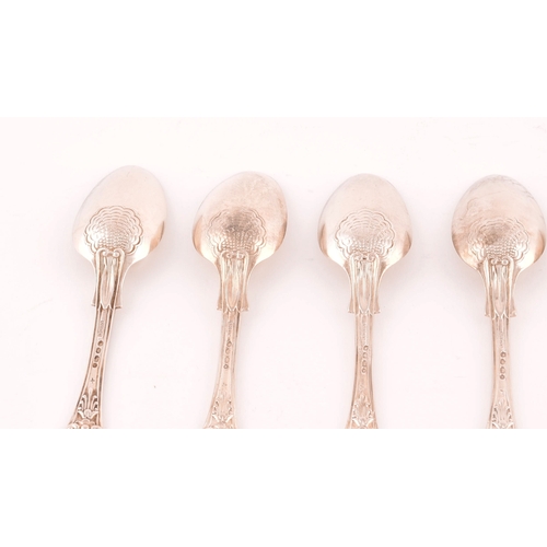 204 - A set of six Victorian Queens Pattern silver teaspoons, hallmarked London 1844 by Samuel Hayne &... 