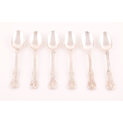 205 - A set of six William IV silver teaspoons, hallmarked London 1832 by William Eaton, with acanthus bac... 