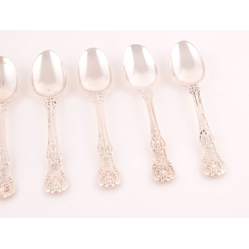 205 - A set of six William IV silver teaspoons, hallmarked London 1832 by William Eaton, with acanthus bac... 