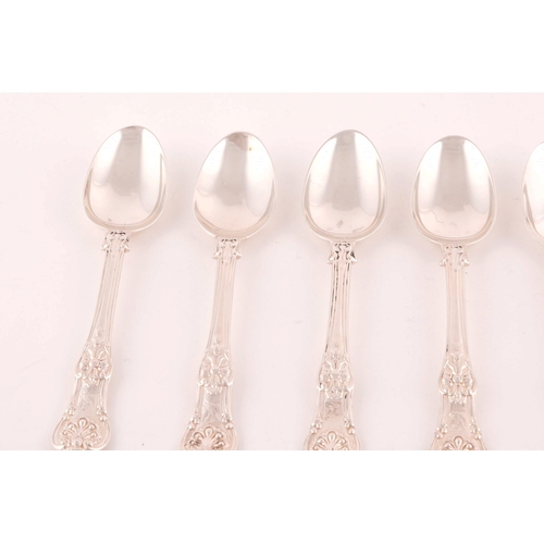 205 - A set of six William IV silver teaspoons, hallmarked London 1832 by William Eaton, with acanthus bac... 