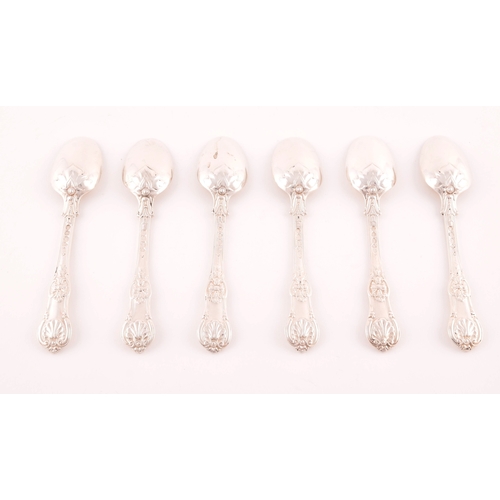 205 - A set of six William IV silver teaspoons, hallmarked London 1832 by William Eaton, with acanthus bac... 