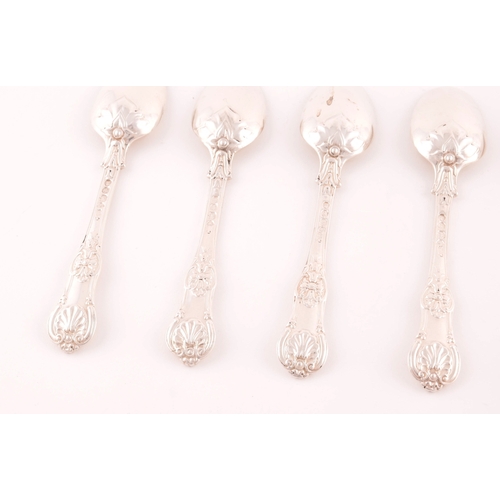 205 - A set of six William IV silver teaspoons, hallmarked London 1832 by William Eaton, with acanthus bac... 