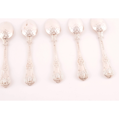 205 - A set of six William IV silver teaspoons, hallmarked London 1832 by William Eaton, with acanthus bac... 