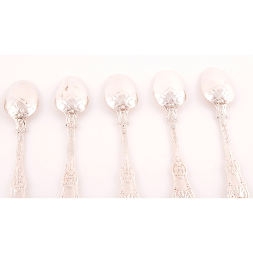 205 - A set of six William IV silver teaspoons, hallmarked London 1832 by William Eaton, with acanthus bac... 