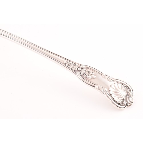 213 - A Victorian heavy silver soup ladle, hallmarked London 1852 by Hayne & Cater, Kings Pattern with... 