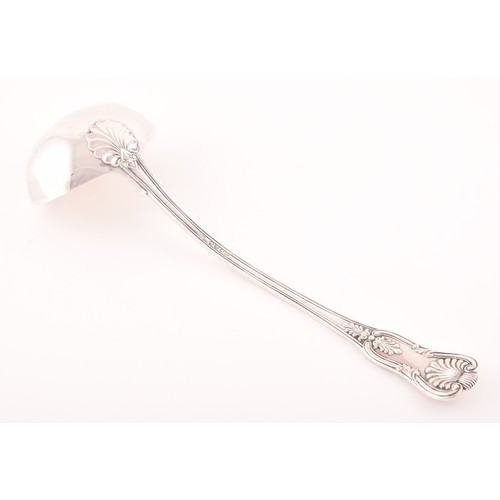 213 - A Victorian heavy silver soup ladle, hallmarked London 1852 by Hayne & Cater, Kings Pattern with... 