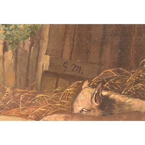 260 - Attributed to George Morland (British, 1763- 1804)a scene of pigs in a farmyard, monogrammed GM. Oil... 