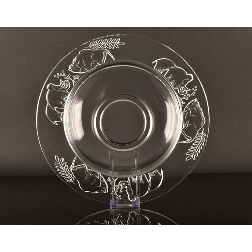 284 - A Verlys 'Prehistorique' clear glass bowl, featuring pre-historic animals, in 'Satinee Clair' finish... 