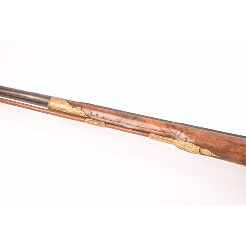 315 - A fine and rare 18th century Austrian flint lock rifle, with swamped damascus barrel, cylindrical ov... 