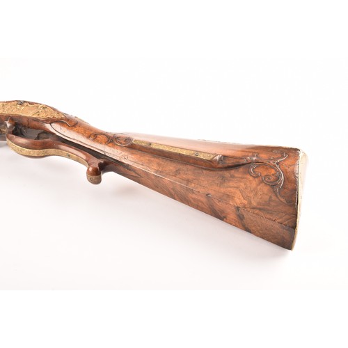 315 - A fine and rare 18th century Austrian flint lock rifle, with swamped damascus barrel, cylindrical ov... 