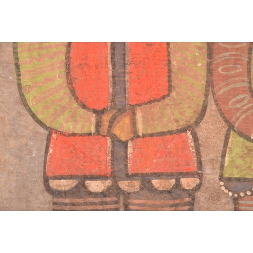 254 - Jamini Roy (Indian, 1887-1972) a study of two figures, standing with hands clasped. Signed lower rig... 