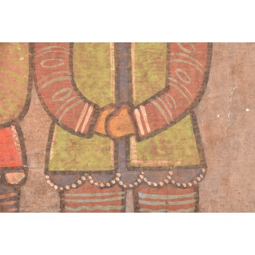 254 - Jamini Roy (Indian, 1887-1972) a study of two figures, standing with hands clasped. Signed lower rig... 