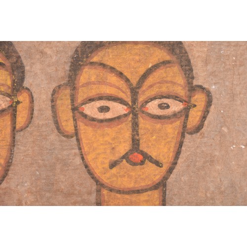 254 - Jamini Roy (Indian, 1887-1972) a study of two figures, standing with hands clasped. Signed lower rig... 