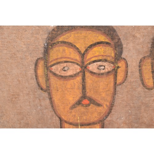 254 - Jamini Roy (Indian, 1887-1972) a study of two figures, standing with hands clasped. Signed lower rig... 