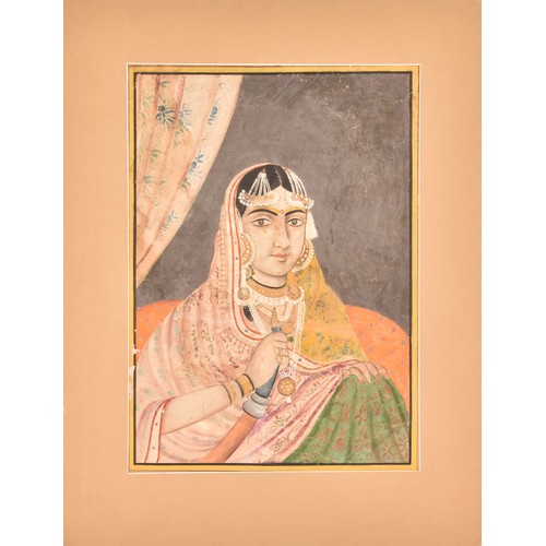 256 - 18th/19th century Indian Lucknow Schoola finely painted portrait of an Indian princess, watercolour ... 