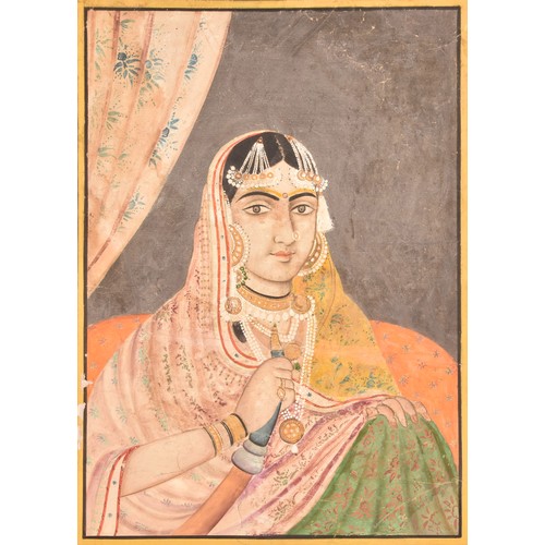 256 - 18th/19th century Indian Lucknow Schoola finely painted portrait of an Indian princess, watercolour ... 