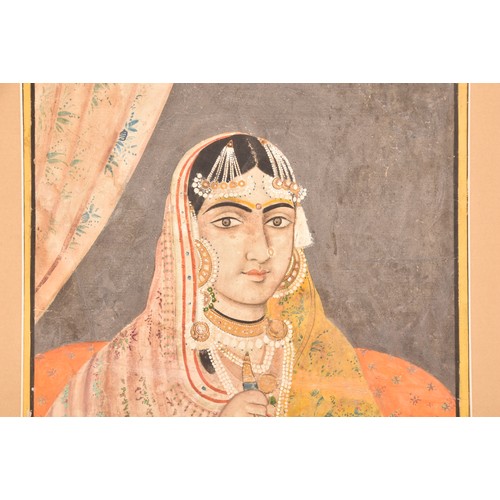 256 - 18th/19th century Indian Lucknow Schoola finely painted portrait of an Indian princess, watercolour ... 