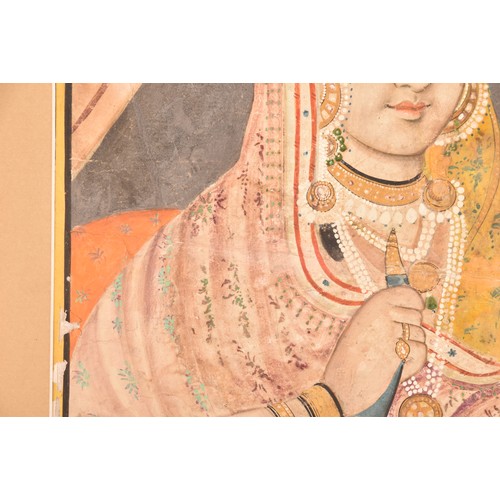 256 - 18th/19th century Indian Lucknow Schoola finely painted portrait of an Indian princess, watercolour ... 