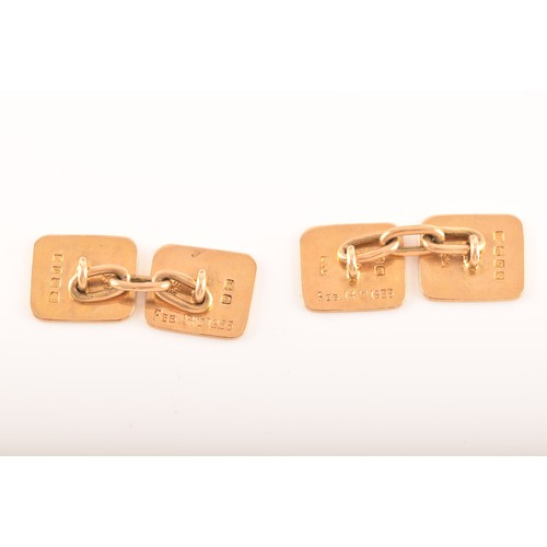 53 - Asprey. A pair of 18ct yellow gold cufflinks, with personalised inscription to reverse 'February 14t... 