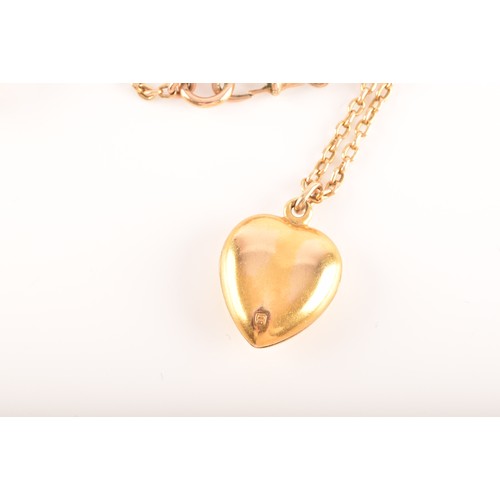 63 - A group of gold jewellery items including a diamond set 18ct yellow gold heart pendant with chain, A... 