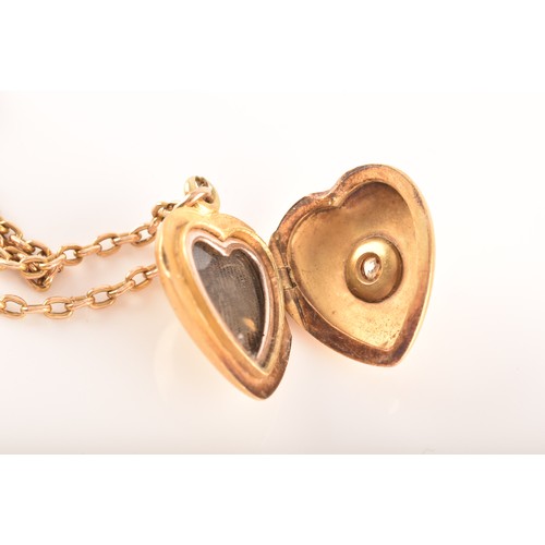 63 - A group of gold jewellery items including a diamond set 18ct yellow gold heart pendant with chain, A... 