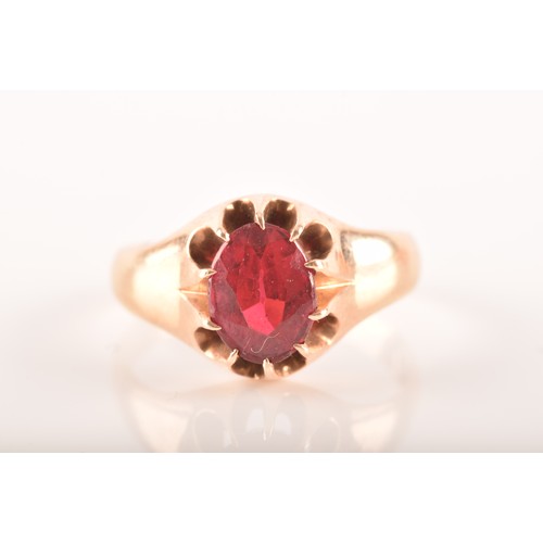 3 - A small group of gold jewellery, including a 10ct yellow gold almandine garnet set ring, an 18ct yel... 