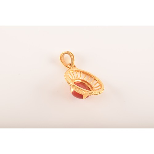 3 - A small group of gold jewellery, including a 10ct yellow gold almandine garnet set ring, an 18ct yel... 