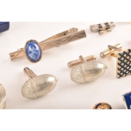 74 - A selection of cufflinks including an onyx and pearl gentlemans dress set in original fitted box, a ... 