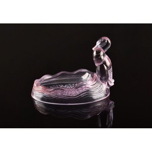 294 - A Verlys mauve glass ashtray or 'cendrier', in 'Le Canard' design, 11cms diameter. Signed 'Verlys Fr... 