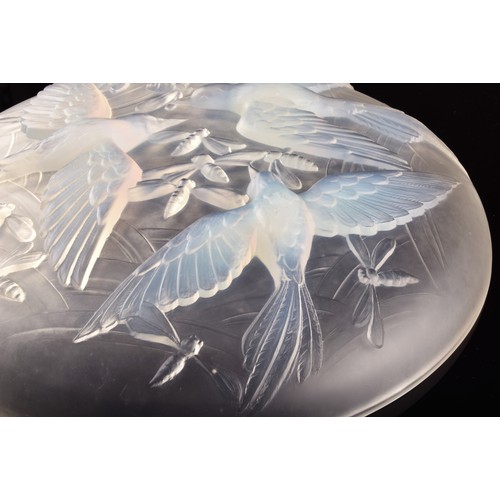 295 - A Verlys 'Birds and Dragonflies' opalescent glass dish/platter, decorated with flying birds and inse... 