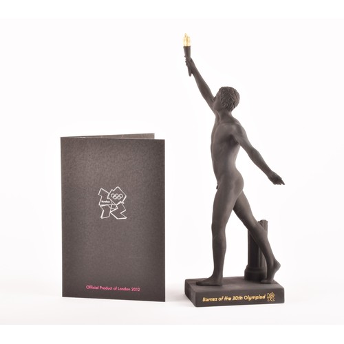 296 - A Wedgwood limited edition London 2012 black basalt Jasperware Olympic torch bearer figurine for the... 