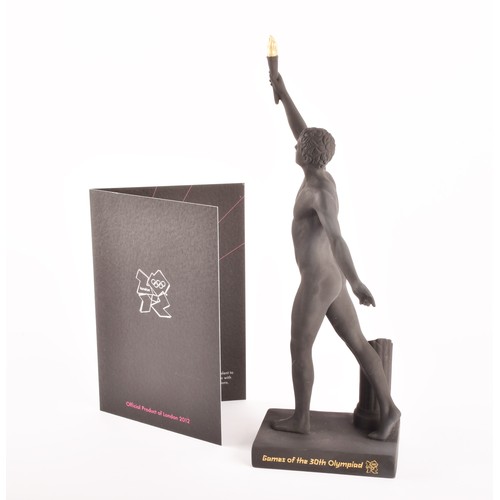 296 - A Wedgwood limited edition London 2012 black basalt Jasperware Olympic torch bearer figurine for the... 