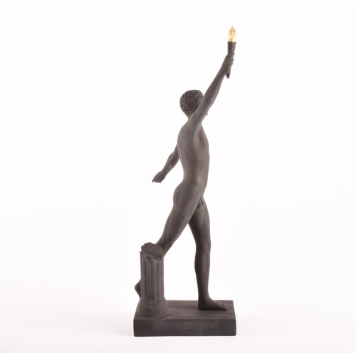 296 - A Wedgwood limited edition London 2012 black basalt Jasperware Olympic torch bearer figurine for the... 