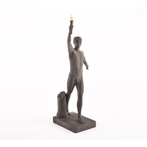 296 - A Wedgwood limited edition London 2012 black basalt Jasperware Olympic torch bearer figurine for the... 