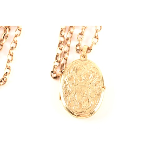 77 - A small group of gold jewellery, to include a 9ct yellow gold belcher chain, 56cm in length, 11.3 gr... 