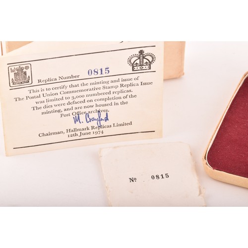 99 - Universal Portal Union 1874-1974, a 22ct gold stamp ingot, made to commemorate the Postal Union Cong... 