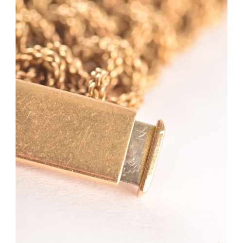 1 - A 18ct yellow gold mesh link bracelet, full English hallmarks with French import mark, maker's mark ... 