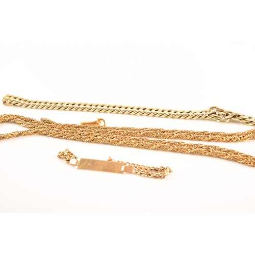 4 - A group of gold items including a child's 9ct gold bracelet with the personalised inscription 'Mandy... 